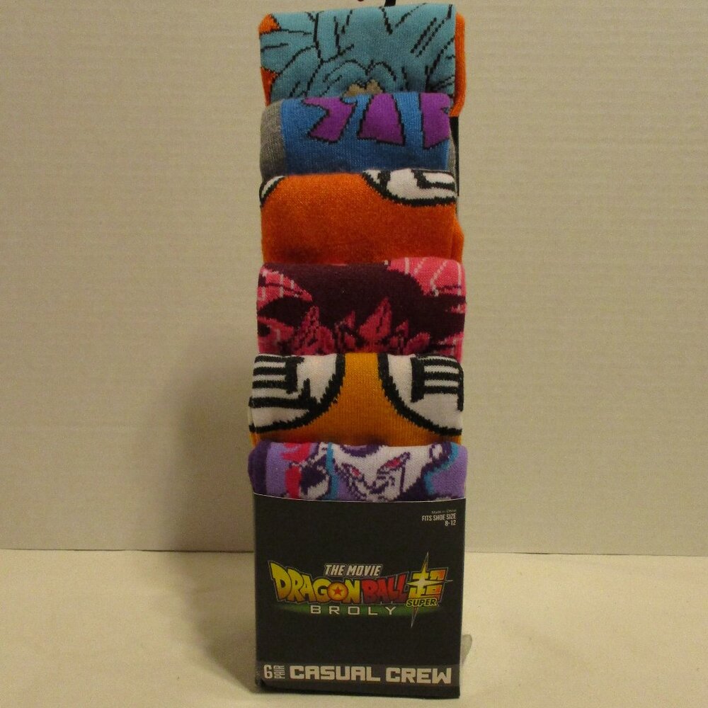 Dragon Ball Z Socks Bioworld Woman Size 8-12 Orange Blue Yellow Gray Set Of 6